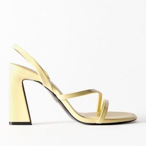 Zara - size 9 - yellow strappy wide heel sandals - NWOT